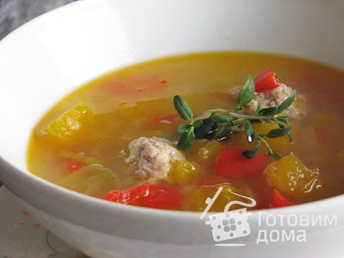 Тыквенный суп с фрикадельками из брынзы фото к рецепту 1