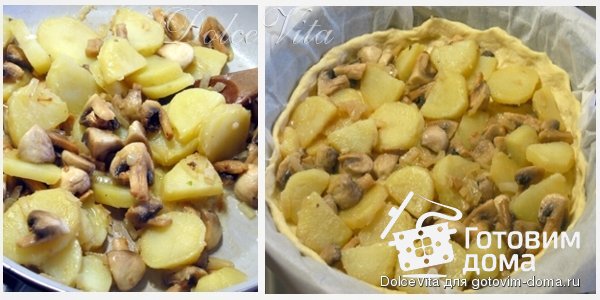 Открытый пирог с картофелем и грибами фото к рецепту 5