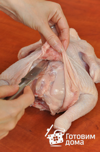 Курица, фаршированная блинами фото к рецепту 2