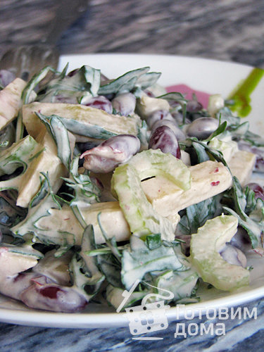 Салат из бобов с рукколой под горчично-сливочным соусом фото к рецепту 1