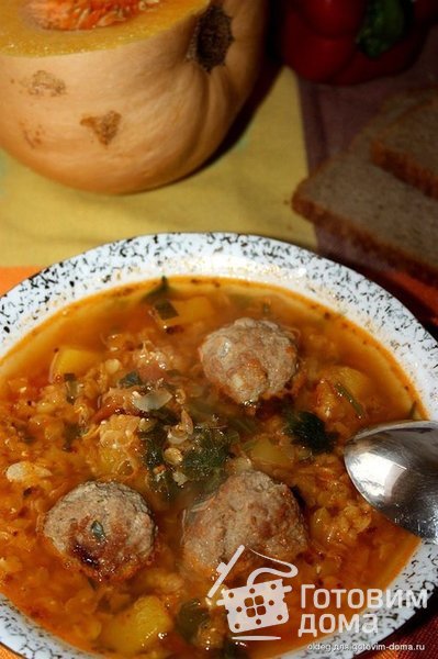 Чечевичный суп с тыквой и фрикадельками фото к рецепту 4
