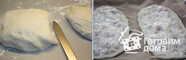 Фламмкухен из Эльзасса - пирог с луком, беконом и сыром фото к рецепту 2