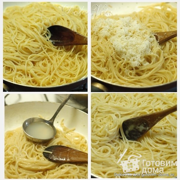 Spaghetti cacio e pepe - Спагетти с сыром и чёрным перцем фото к рецепту 1