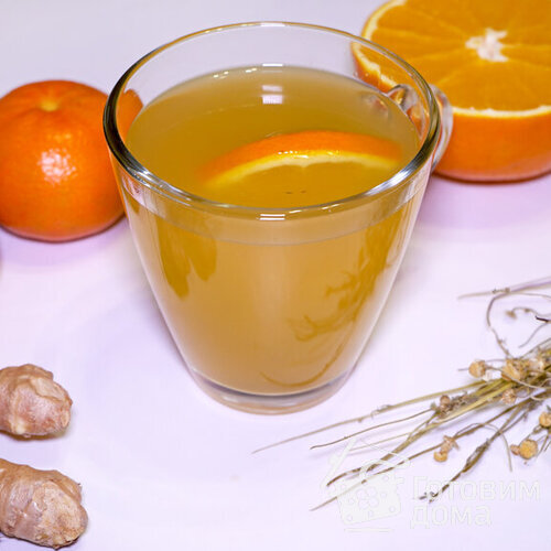 Имбирный чай с цедрой апельсина и мандариновым соком
