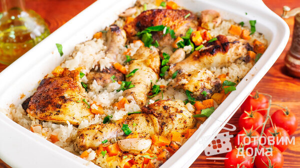 Курица с рисом в духовке (всегда рассыпчатый рис) фото к рецепту 9