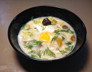 Суп с грибами и яйцами • Южночешская кулайда