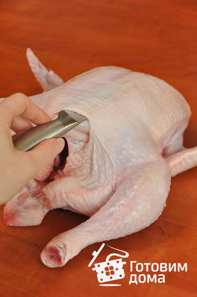 Курица, фаршированная блинами фото к рецепту 1