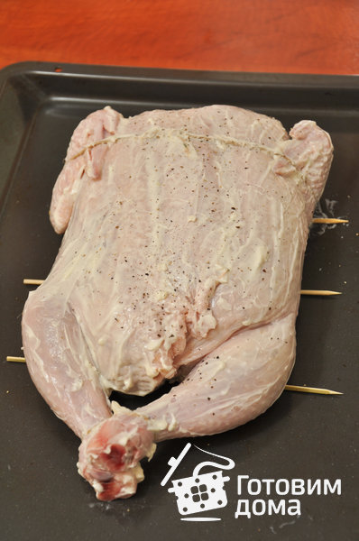 Курица, фаршированная блинами фото к рецепту 12