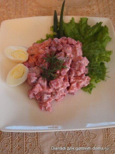 Красный мясной салат. Punane lihasalat фото к рецепту 1