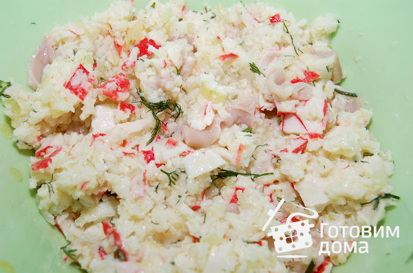 Кальмары, фаршированные рисом и крабовыми палочками фото к рецепту 1
