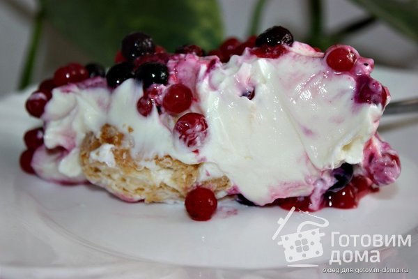 Творожный десерт с ягодами и профитролями фото к рецепту 3