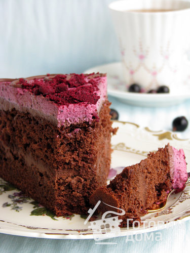 Шоколадный торт с черной смородиной фото к рецепту 3