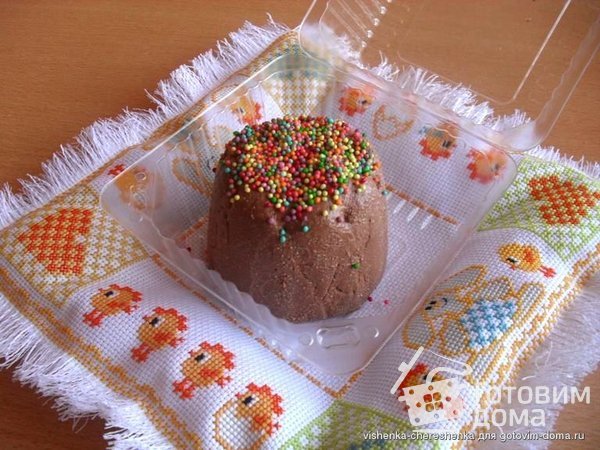 Пасха творожная шоколадно-ванильная (быстрая) фото к рецепту 4