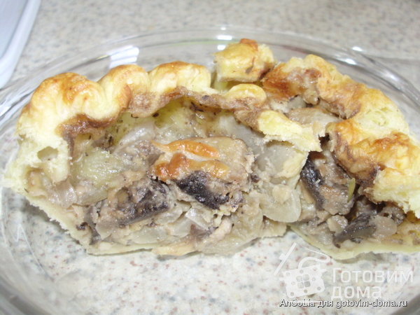 Пирог с грибами, сметаной и сыром фото к рецепту 8