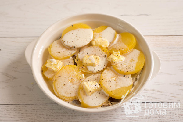 Запеканка из картофеля с белыми грибами и сливками фото к рецепту 4