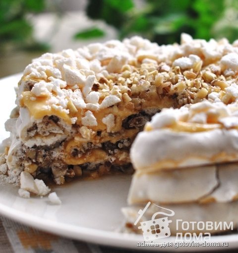 Ореховый торт-безе с заварным кремом фото к рецепту 1
