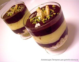 Веррин – трехслойный дессерт из груш, шоколада и пудинга