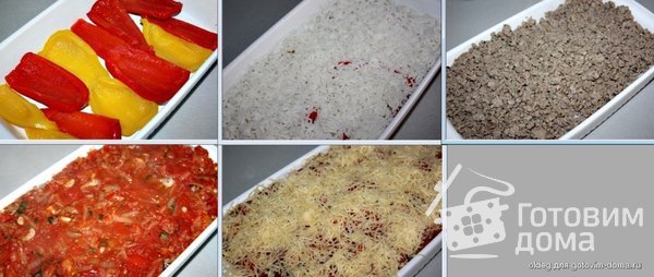 Запеканка из риса, фарша и перца под томатным соусом фото к рецепту 1