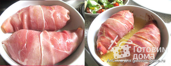 Куриные грудки в беконе со сливочным сыром фото к рецепту 7