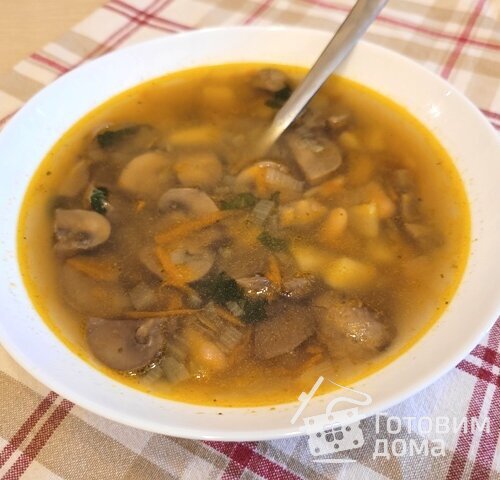 Грибной суп с фасолью (постный)