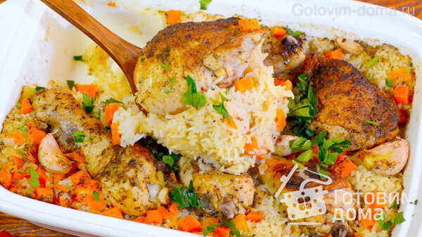 Курица с рисом в духовке (всегда рассыпчатый рис) фото к рецепту 10