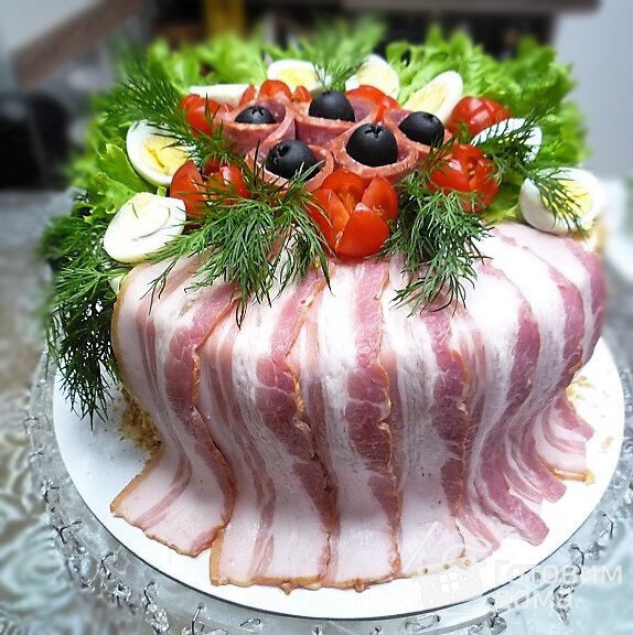 Торт колбасно-овощной фото к рецепту 14