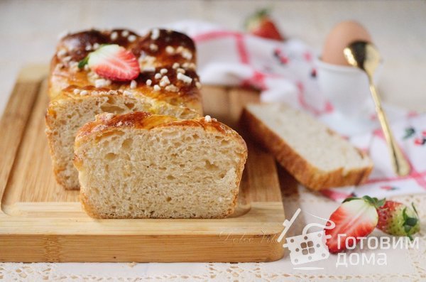 Сдобный сладкий хлеб-бриошь к завтраку фото к рецепту 9