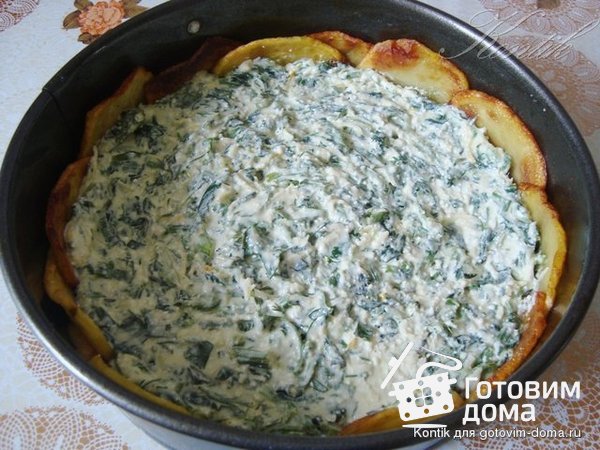 Творожный тарт с зеленью в картофельной корочке фото к рецепту 2