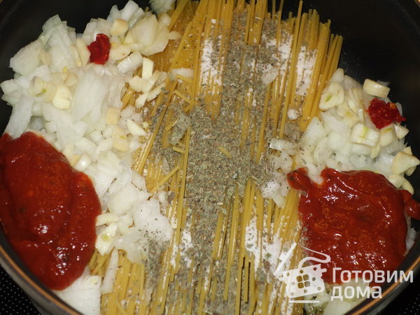Спагетти в соусе-ленивый способ приготовления фото к рецепту 1