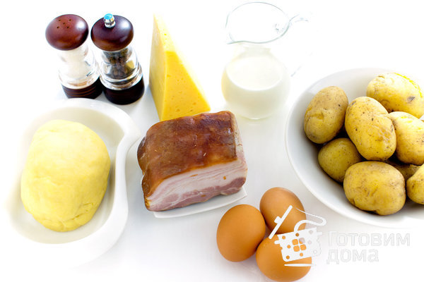 Пирог (киш) с картофелем и копченой грудинкой фото к рецепту 1